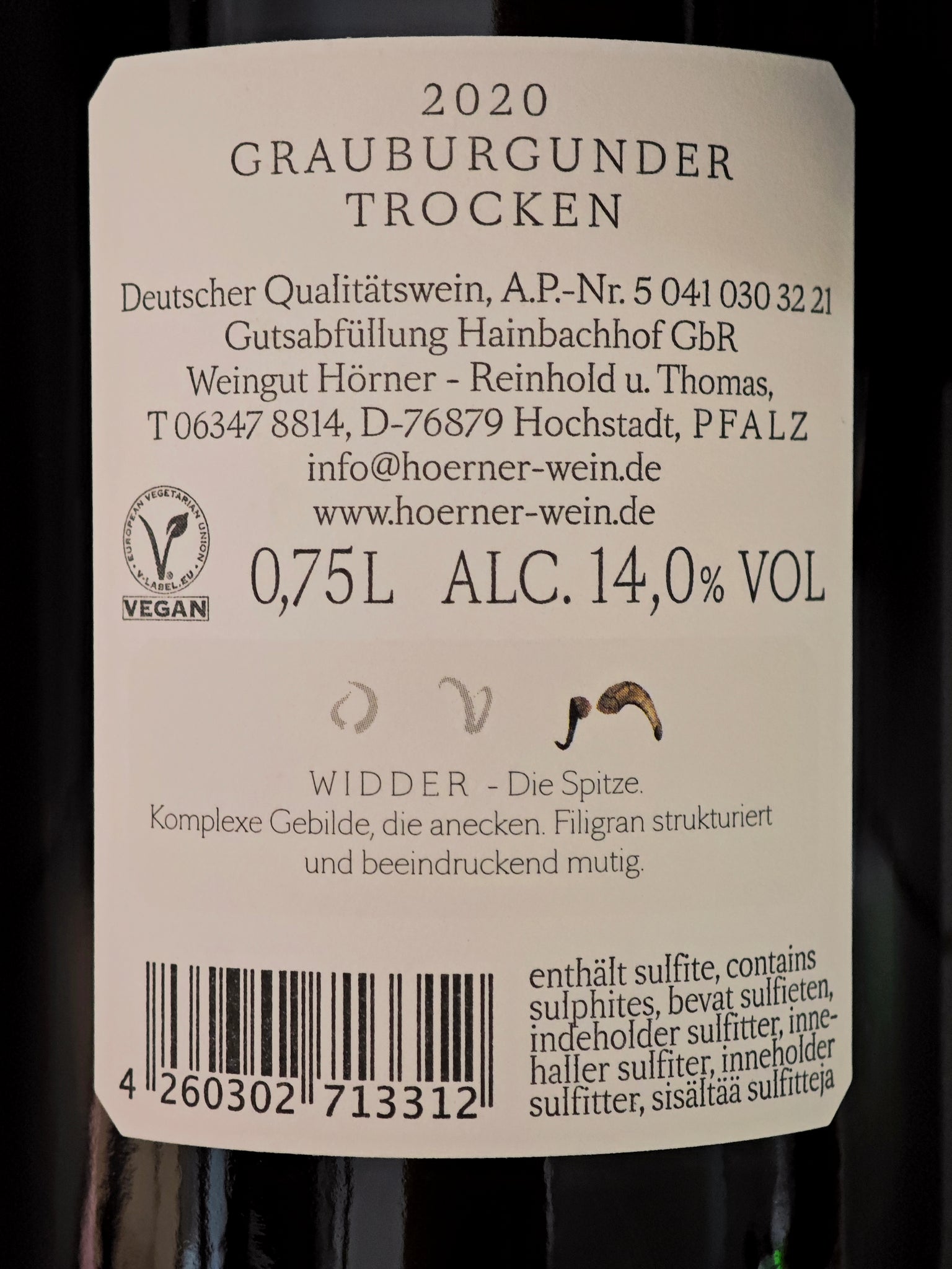 Grauburgunder Widder Thommy Hörner Wein Südpfalz