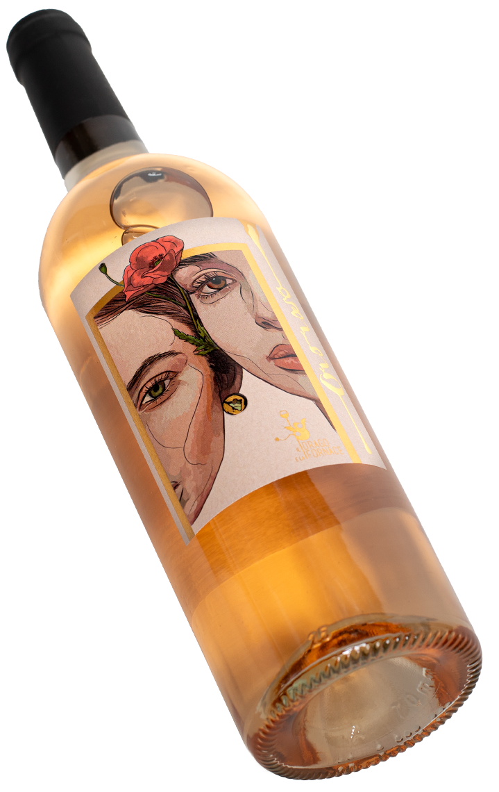 Oro rosa Il Drago e la Fornace Rosé 2halbe Frauengesichter mit Mohnblume Swagwine Toskana